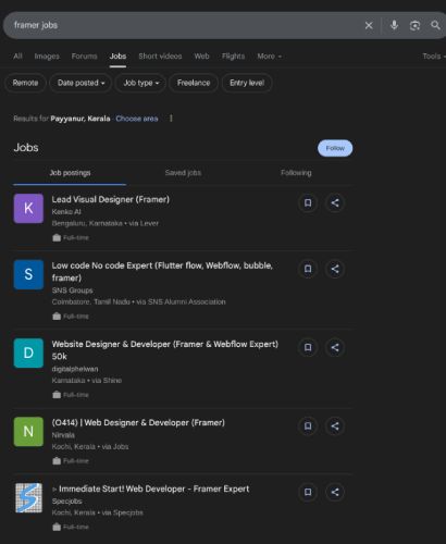 Framer internship jobs in Noida